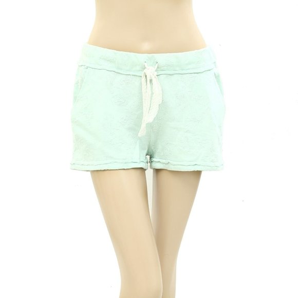 Odd Molly Anthropologie Embroidered Mini Shorts Pocket Mint Cotton S-1